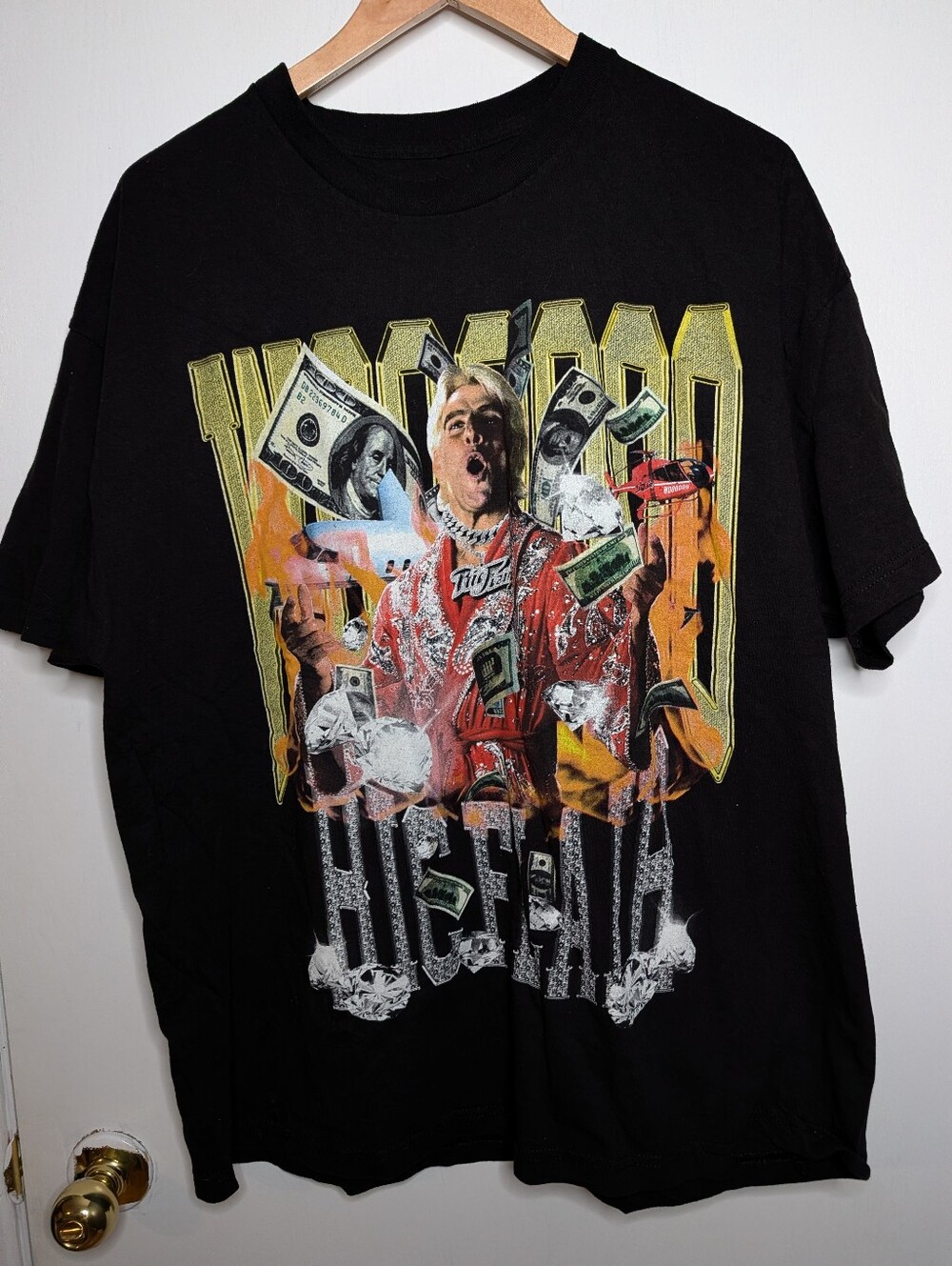 Ric flair t shirt men size 2X Short Sleeve Black Wrestling Graphic